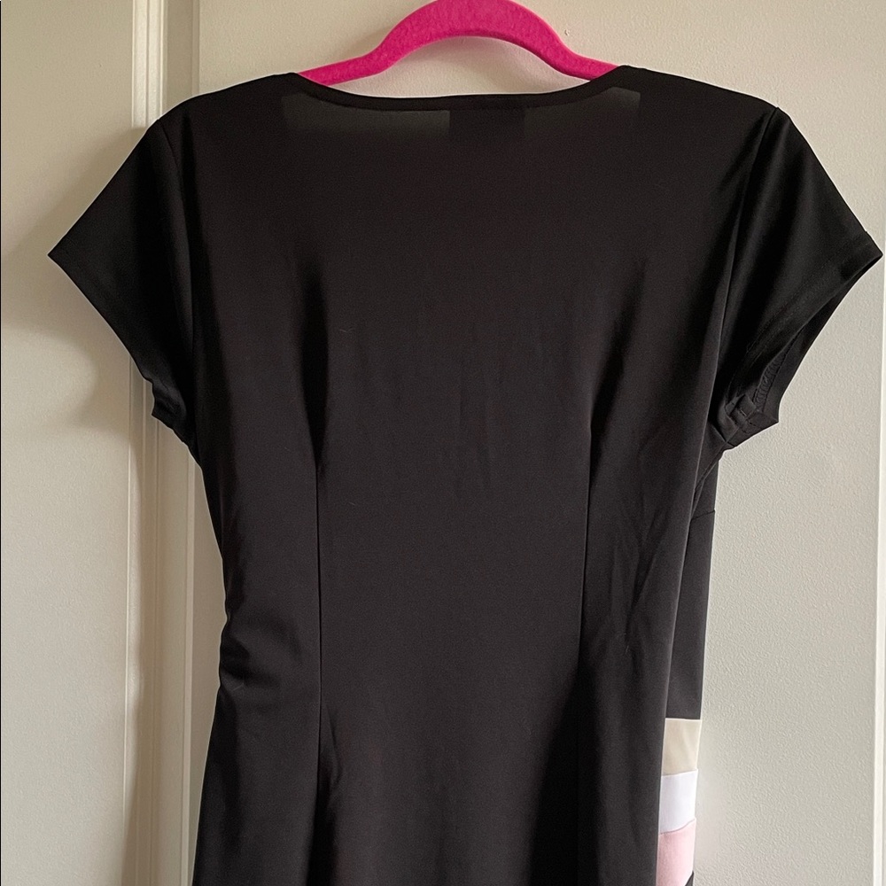 Vintage A-List Junior large (14) Black wrap Dress with Pink/White accent - Picture 6 of 10